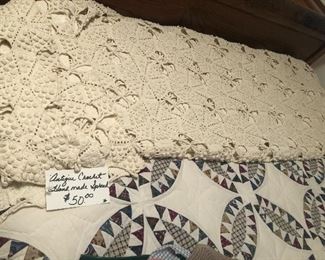 Antique Homemade Crochet Spread