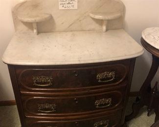 Walnut and Marble Top Wash Stand