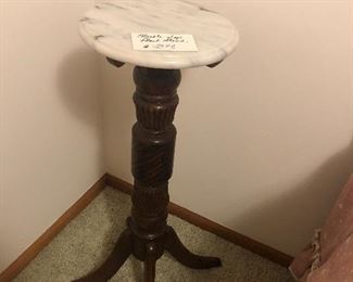 Walnut and Marble Top Plant Stand