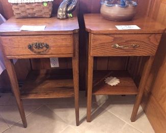 Oak Square Tables with Drawer