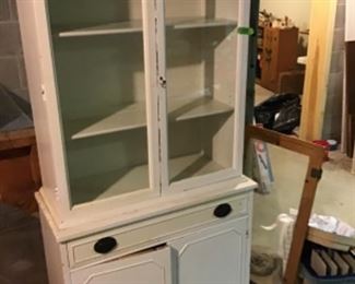 Primitive White Cabinet with Glass Doors