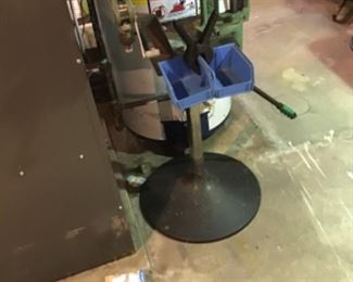 Custom made reloading equipment on a metal stand