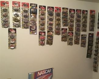 A Wall of NASCAR Matchbox Cars