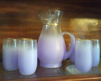 Mid century purple blend - pitcher and 6 glasses