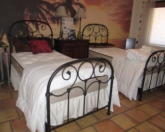 Fabulous twin beds with iron frames -like new! 