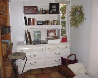 White dresser with bookcase