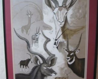 Caroline Shultz signed art - "Antelopes"