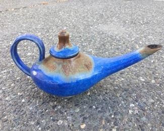  Ceramic Blue "Genie" Oil Lamp