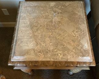 Ashley Furniture Traditional Wood Marble End Table	27x28x28in	HxWxD