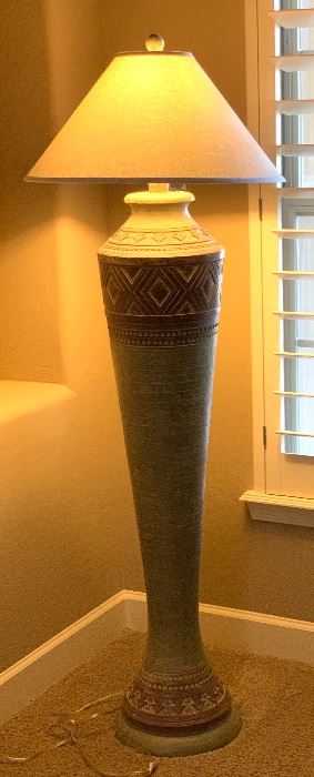 Native American Influenced Ceramic Floor Lamp American Lamp Co	64in H x 22in diameter	