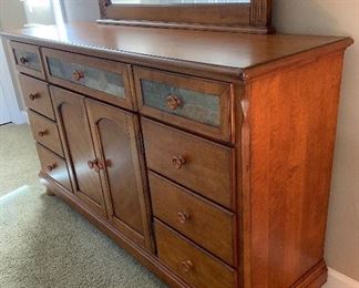 Ashley Furniture Rustic Slate Front Long Dresser w/ Mirror	38x66x19.5in (mirror: 43x46inw)	HxWxD
