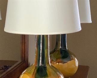2pc Ceramic Drip Glaze Table Lamps	24in H x 14in Diameter	