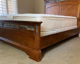 Queen Ashley Furniture Rustic Slate Front Bed w/ Mattress	57x67x87in	HxWxD