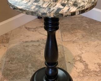 Round Black Wood Pedestal accent Table Plant stand	24in H x 18in diameter