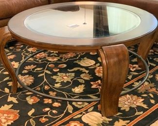 Curved Wood & Glass Coffee Table	18x43x43in	HxWxD
