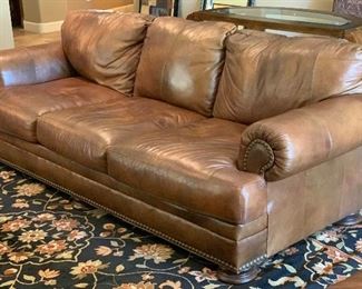 Ashley Furniture Rustic Leather Nailhead Sofa/Couch	34x99x32	HxWxD