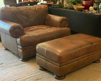 Ashley Furniture Rustic Leather Nailhead S Oversized Chair w/ ottoman	36x52x39in	HxWxD
