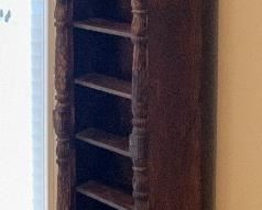 Rustic Hand Carved Wood 10-Shelf Bookshelf 71x20x9 HxWxD