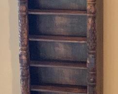 Rustic Hand Carved Wood 10-Shelf Bookshelf 71x20x9 HxWxD