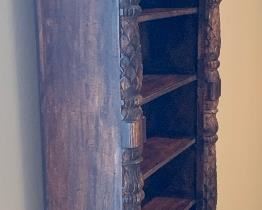 Rustic Hand Carved Wood 10-Shelf Bookshelf 71x20x9 HxWxD