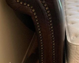 King Vera Wang Mattress/Boxspring and Leather sleigh Bed frame with nailhead trim 48x78x104 HxWxD