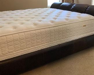King Vera Wang Mattress/Boxspring and Leather sleigh Bed frame with nailhead trim	48x78x104	HxWxD