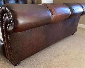 King Vera Wang Mattress/Boxspring and Leather sleigh Bed frame with nailhead trim	48x78x104	HxWxD