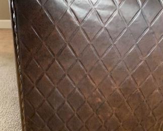 King Vera Wang Mattress/Boxspring and Leather sleigh Bed frame with nailhead trim 48x78x104 HxWxD