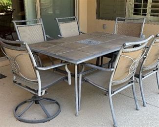 Tiled Patio Table and 6 outdoor Chairs	28x34x64	HxWxD