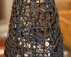 Dark Wicker Decor Vase 24x8x8 HxWxD