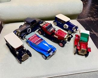 c.1950's, Tin Friction Antique Toy Cars and Other Die Cast Transfer Trucks (not pictured) and Hot Wheels Cars. 
