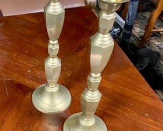 "ANDREA By Sadek," Pair of 21" Solid Brass Large Candle Holders