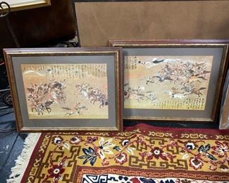 Pair of Vintage Framed Oriental Art