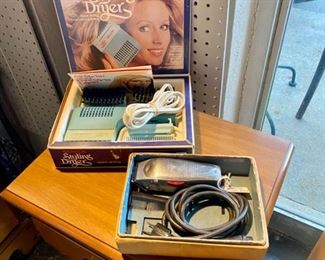 Vintage "SCHICK Styling Hair Dryer" and a c.1930's, "ANDIS CO." Model M, 15 Watts, Clippers in Orig Box