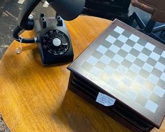 Handmade Telephone Lamp and 5-Game-Board with Pieces
