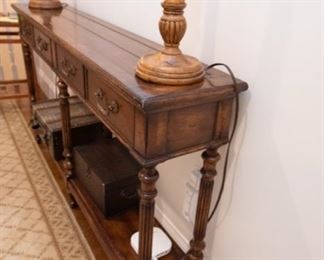 Shallow Carved Console Table   $135
58 x 11 x 33