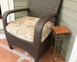 Brown-Jordan All Weather Wicker Arm Chair $145
28 x 23 x 36, Seat cushion only.