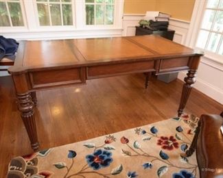 Ethan Allen Leather Top Desk  $195
64 x 32.5 x 30.5. Lots of chips to veneer on edges