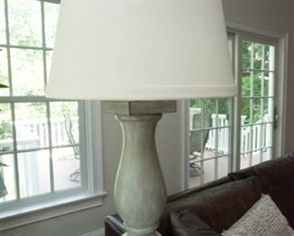 Pair Gray-washed Wood Decorative Lamps $90/pair
32" tall. 