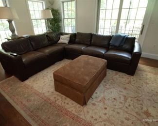 Leather Sectional Sofa  $175      Has cat damage on back and arms.
Short Section:  96.5 x 29 x 28 Long Section:  120 x 29 x 28