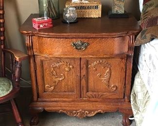 PAIR of Antique-Style Oak Night Stands