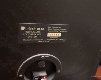 Pair McIntosh XL10 Speakers $375
(Serial # DR1331)  In working condition. Sitll hooked up