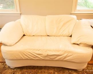 Kidney Shaped Off-White Leather Loveseat $325
55 x 25 x 26