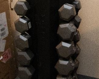 Hex Shape Dumbells  & Rack 5-40lbs, in 5lb increments $425