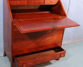 051a Cherry primitive sugar desk with bottom drawer and dove tailed case, 37 in. T, 31 in. W, 17 in. D.