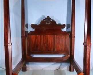 048a Rosewood Empire full tester bed with wood locks and original tester, queen size, ca. 1840, 101 in. T, 62 in. W, 73 in. L.