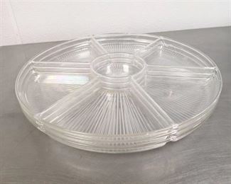 (3) Clear Serving Platters, One Has Small Crack
