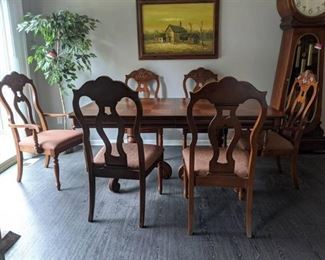 Cherry Wood 6 Chair Dining Set With Leaf