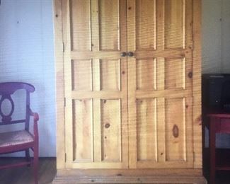 Pottery barn Pine Armoir with built in shelving and desk and drawers. Amazing piece. 