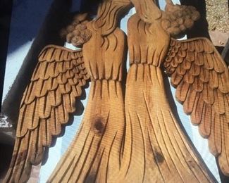 Hand Carved 5 foot Wood Angels from artist colony outside of Guadalajara. 